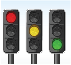 Kırmızı, sarı ve yeşil ışıklı işaret cihazları
